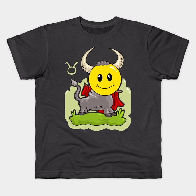 Smiley Taurus Kids T-Shirt by SpageGiant